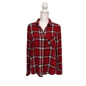 BP Red Plaid Flannel Shirt Button Front Pocket Casual Size Small